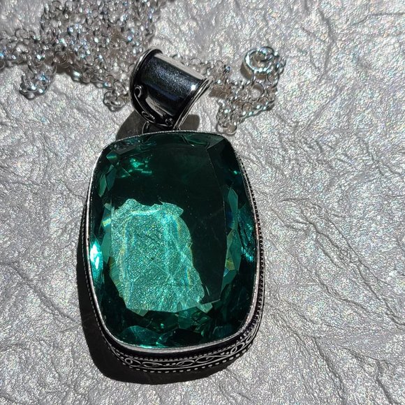 Green Apatite chunky Pendant-Birthstone jewelry-Remarkable Jewelry - Picture 1 of 11